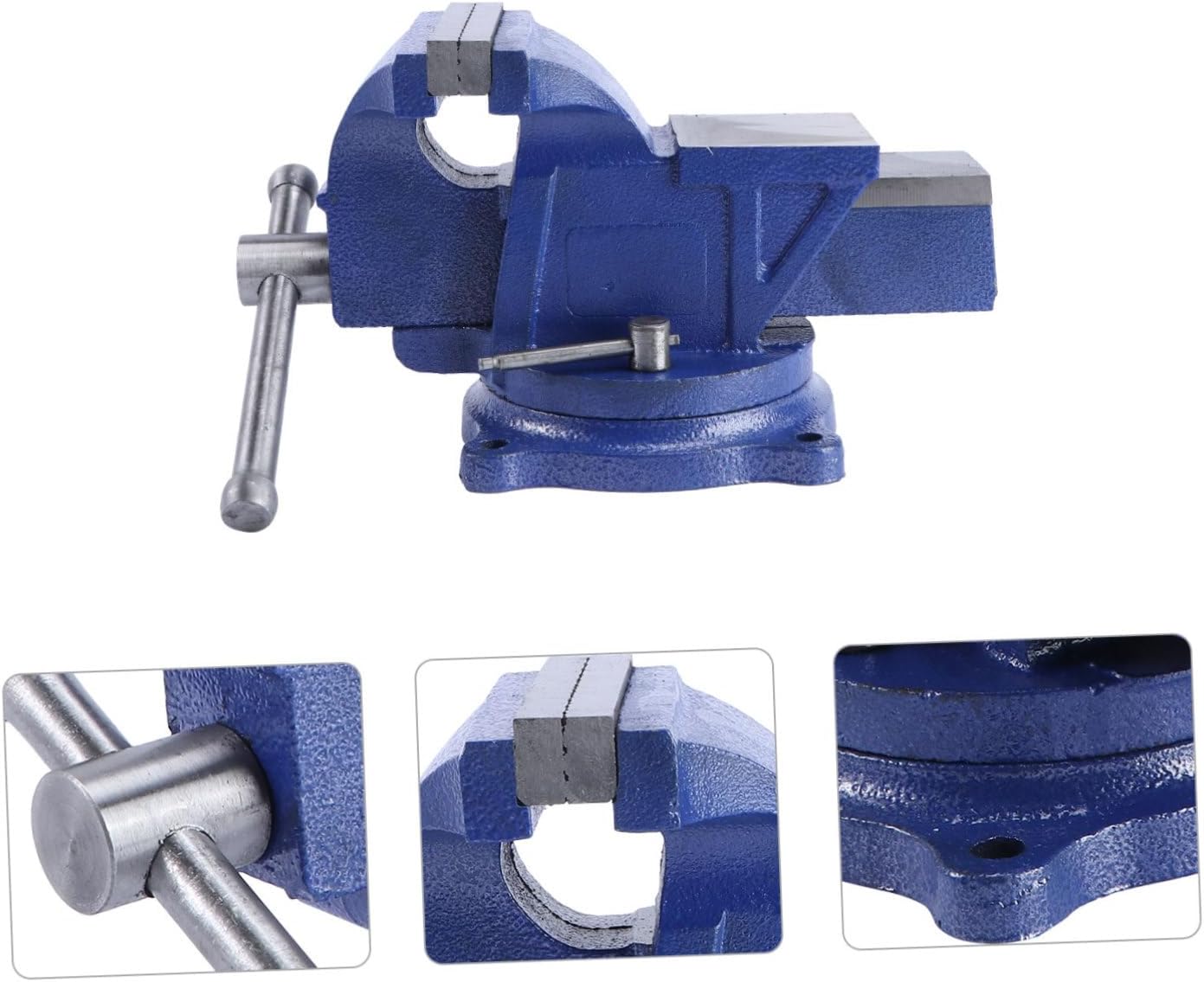 TEHAUX Heavy Duty All-Steel Bench Vise Clamp for Woodworking Metalworking and DIY Projects 4-Inch Swivel Base High Precision Jaw Opening