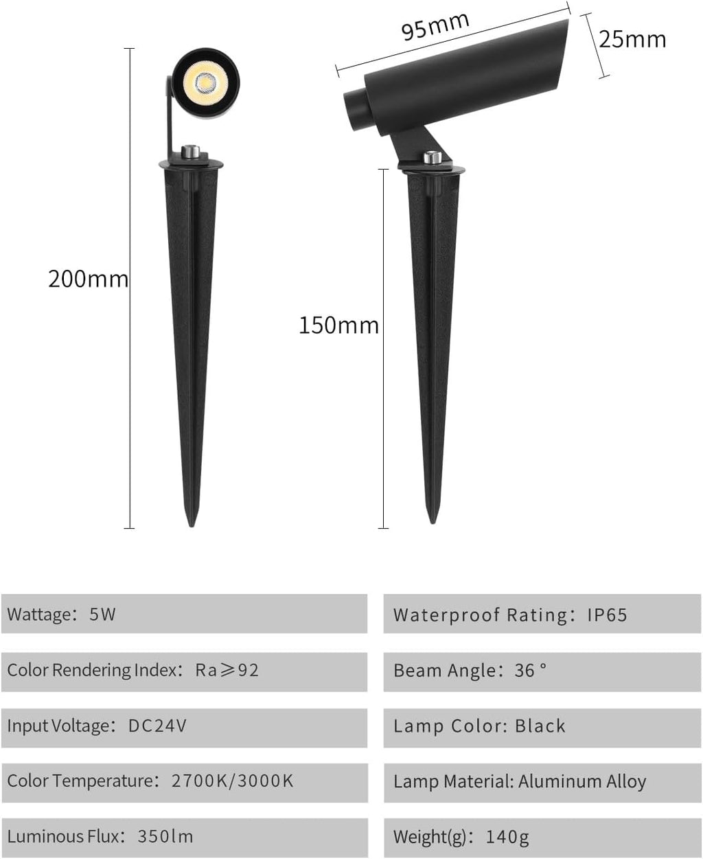 Outdoor Landscape Lighting, Mini Size Low Voltage LED Spotlight 2700K 4 Pack, IP65 Waterproof, with Quick Installation Accessories, for House Patio Garden Fence Tree Yard Plant Flags Use