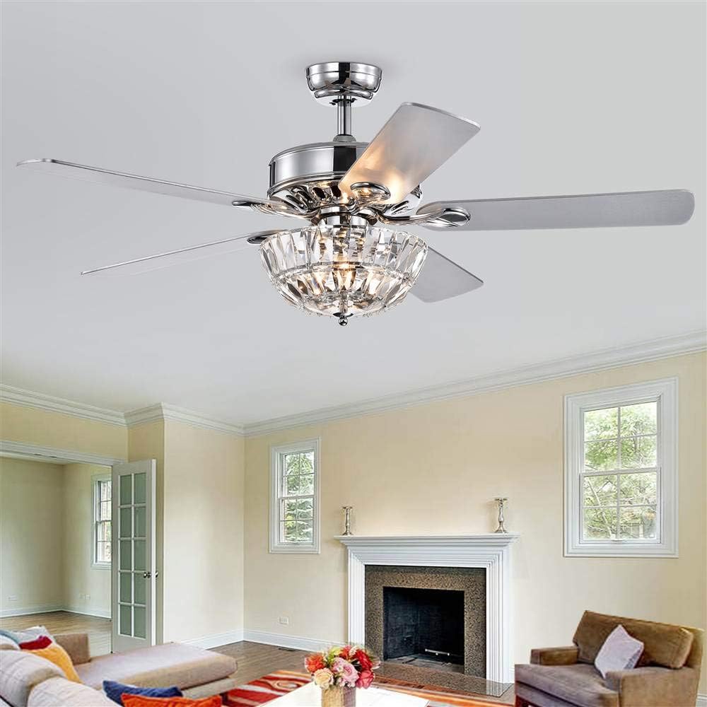 Senma 52-inch 3-Light Lighted Ceiling Fan with Crystal Bowl Shade (Includes Remote and Light Kit)