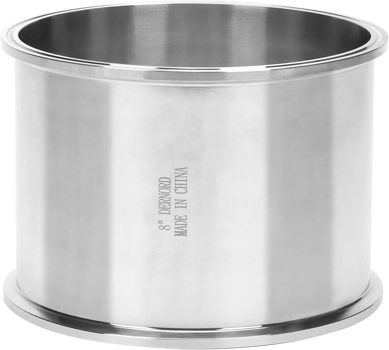 DERNORD Sanitary Spool Tube with Clamp Ends,Stainless Steel 304 Seamless Round Tubing with 8 inch Tri Clamp Ferrule Flange (Tube Length: 6 Inch / 152MM)