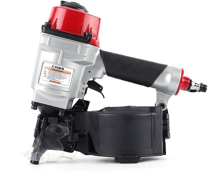 Pneumatic Siding Coil Nailer Gun, 25-57mm Gauge Handheld Air Framing Stapler Gun Roofing Nailer CN55 for Woodworking Fences Plywood Furniture