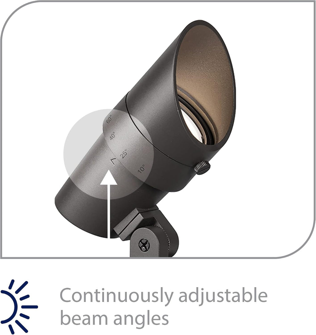 WAC Landscape Lighting, LED 120V Line Voltage Medium Size Accent Light with Adjustable Beam Angle and Integral Brightness Control 3000K Warm White Built-in LED in Bronze