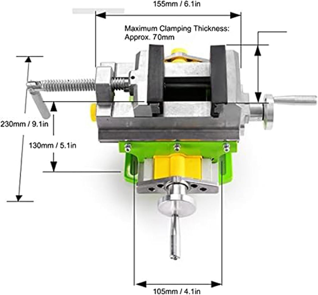 70mm Cross Slide Drill Press Vise,Bench Vise,2-axis adjustable mini drilling and milling machine,Bench Top Mount Cross Sliding Vise with Rotating Handle for Wood Working