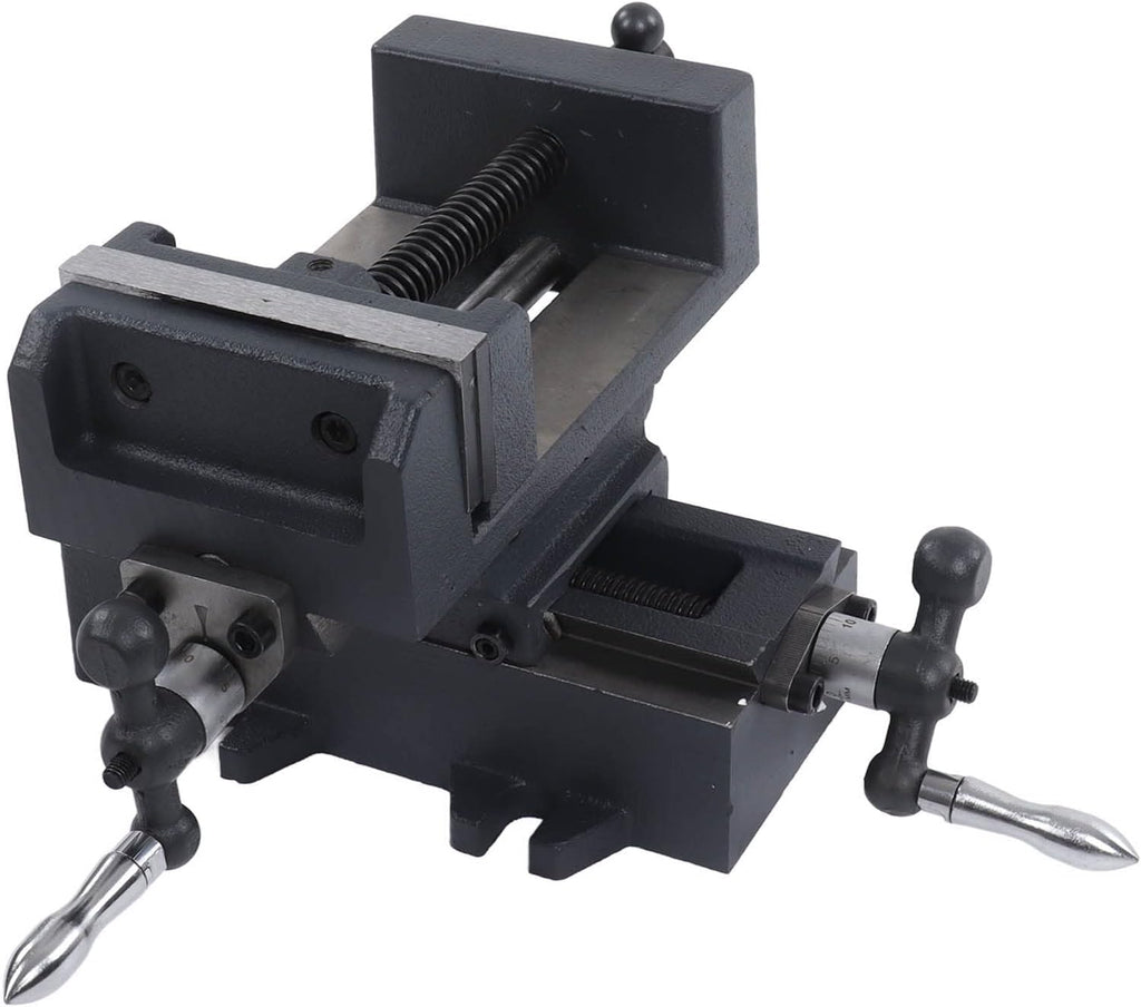 4 Inch Cross Slide Drill Press Vise, Industrial Strength Cast Steel, 100mm Jaw Opening, Accurate Clamping, Stable Mounting for Drilling and Milling Machines
