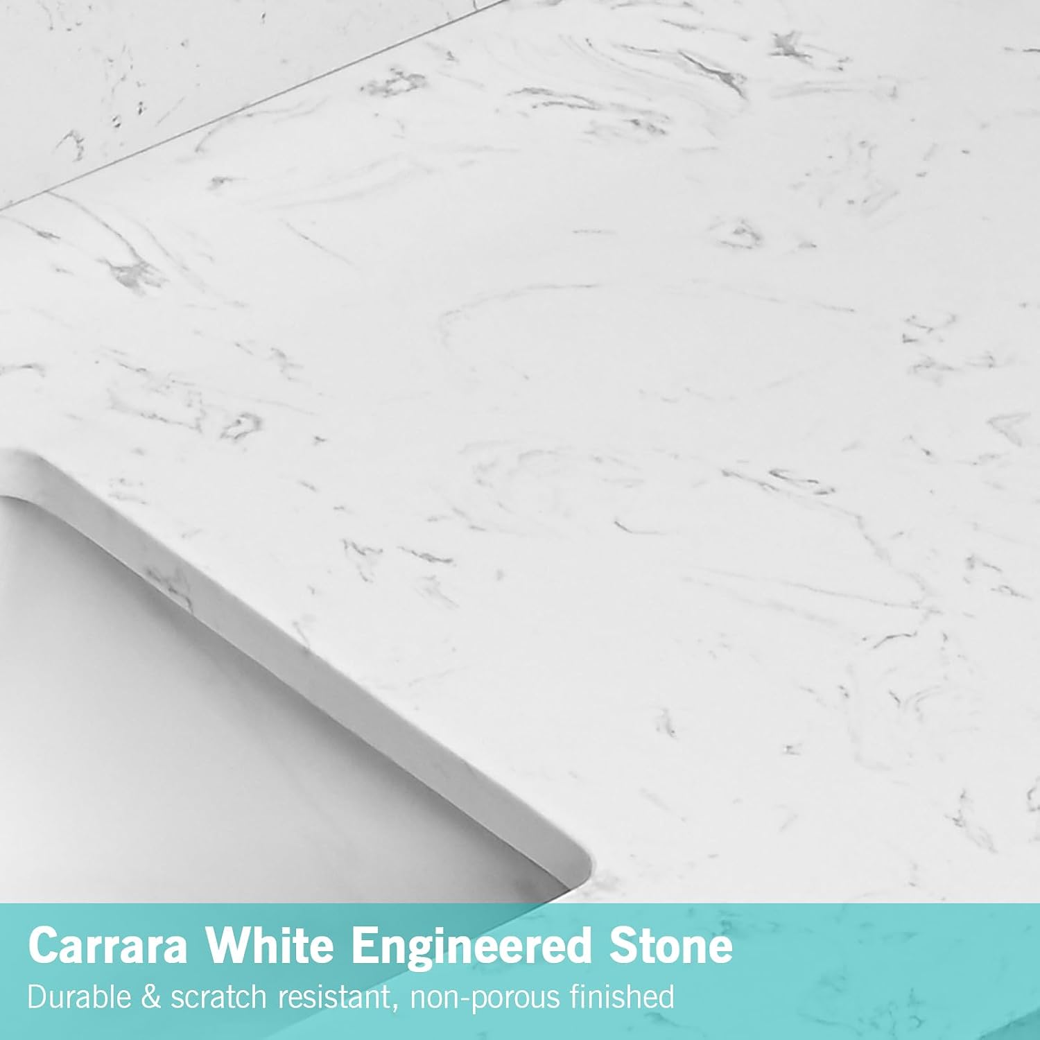 42'x22' Engineered Stone Bathroom Vanity Top with Rectangular Undermount Ceramic Middle Sink, 8 Inch Faucet Hole Spread with Backsplash Bathroom Vanity Sink Top (Cabinet Not Included)