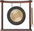 10'-12' Gongs on Woodsonic Stand - Includes Gong, Mallet, & Stand/Easy to Play Traditional Chinese Gong/Easy to Assemble Stylish Wood/Great for Small Spaces