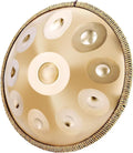 YAYUZEST Advanced Adult Handpan, 22-Inch 10-Note 440Hz D Minor Kurd Steel Drum with Soft Bag, 2 Mallets, Stand and Dust-Free Cloth (Gold)