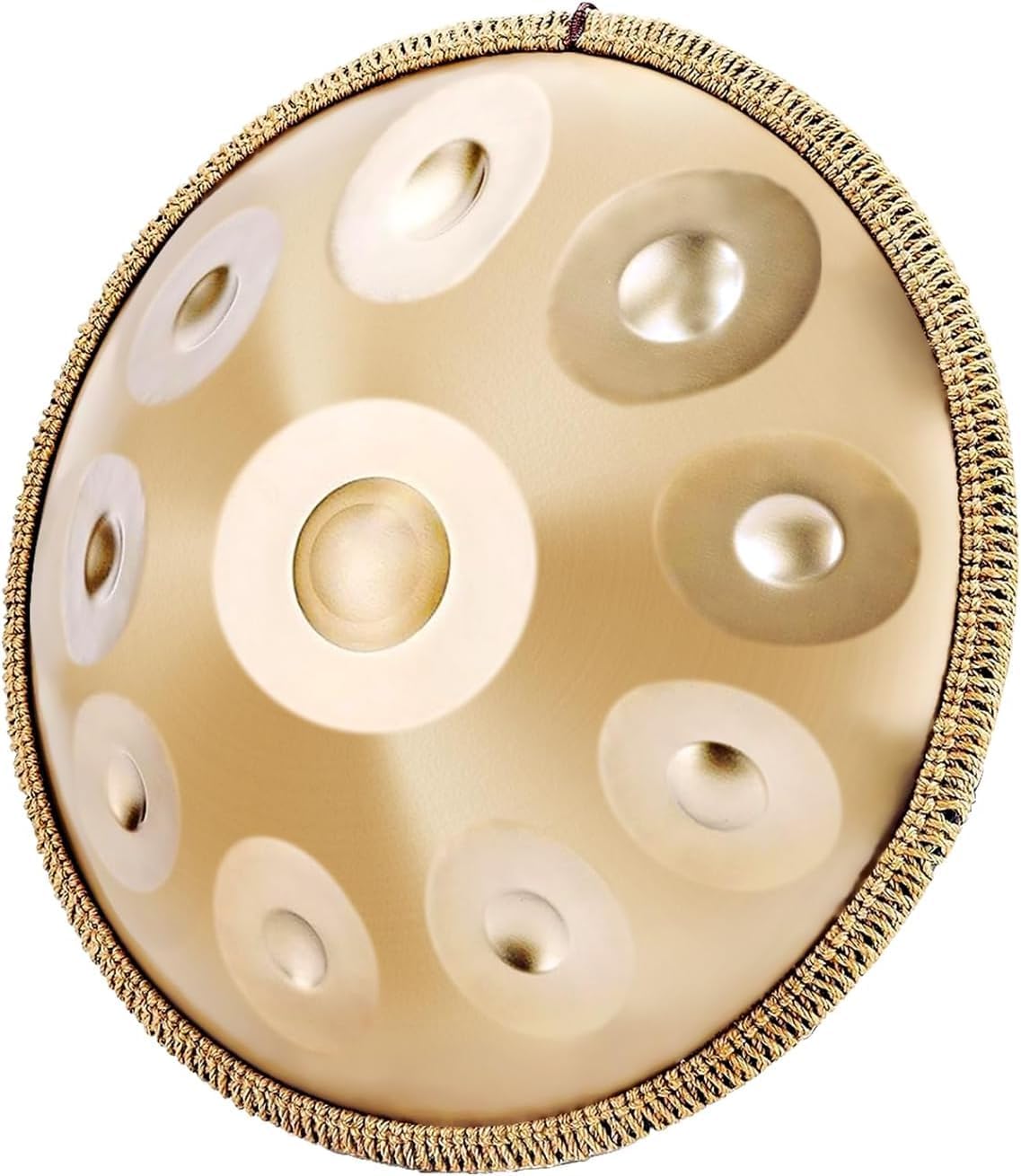 YAYUZEST Advanced Adult Handpan, 22-Inch 10-Note 440Hz D Minor Kurd Steel Drum with Soft Bag, 2 Mallets, Stand and Dust-Free Cloth (Gold)