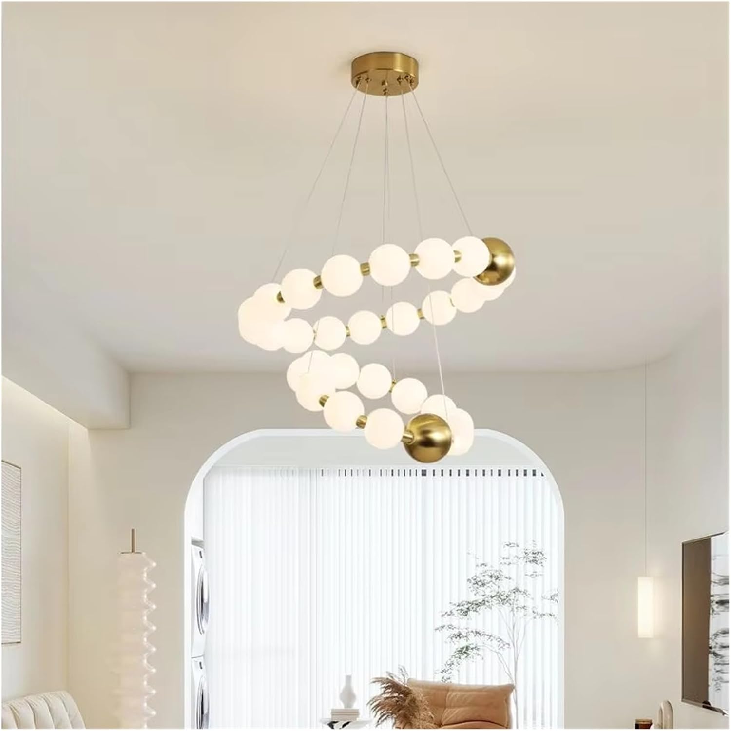 Pearl Ring LED Chandelier Dining Room Living Room Dining Table Kitchen Chandelier Home Acrylic Ball Lamp