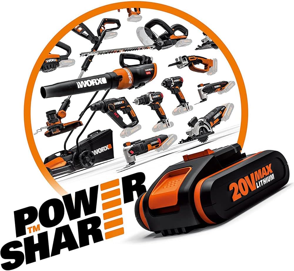 WORX Nitro WX542.9 Cordless Pendulum Stroke Jigsaw 20 V - Brushless Motor - Professional Jigsaw with Suction Adapter - Also Ideal for Mitre Cuts - PowerShare Compatible - Without Battery and Charger