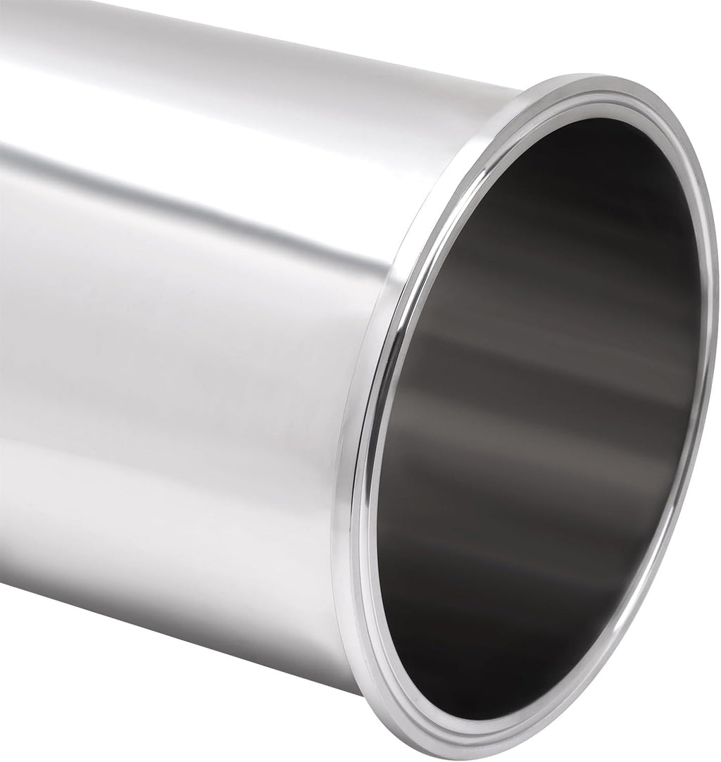 DERNORD Sanitary Spool Tube with Clamp Ends,Stainless Steel 304 Seamless Round Tubing with 6 inch Tri Clamp Ferrule Flange(Tube Length: 12 Inch / 305MM)
