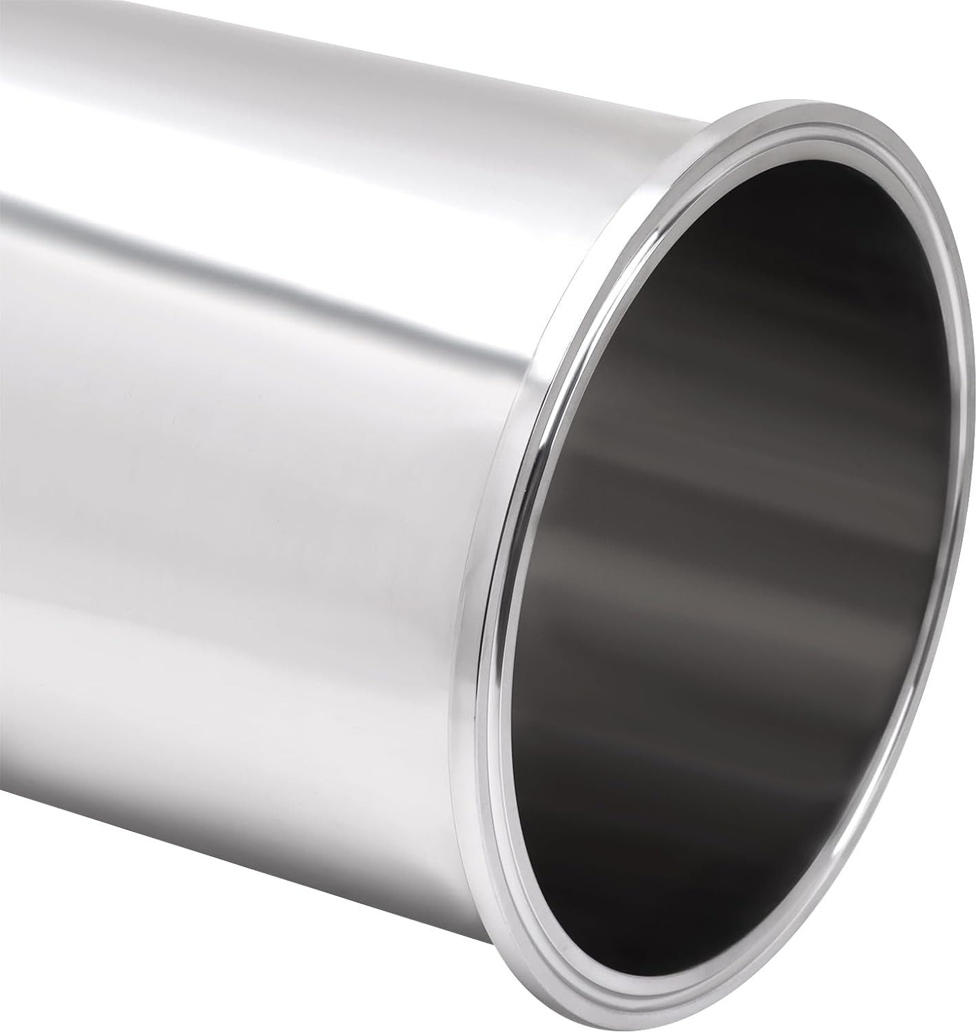 DERNORD Sanitary Spool Tube with Clamp Ends,Stainless Steel 304 Seamless Round Tubing with 6 inch Tri Clamp Ferrule Flange(Tube Length: 12 Inch / 305MM)
