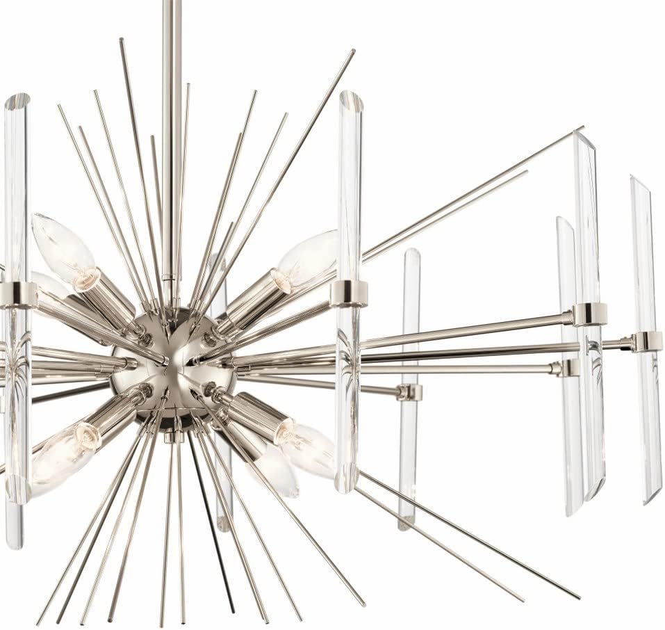 Kichler Eris 16.75' 8 Light Chandelier with Optical Crystal in Polished Nickel