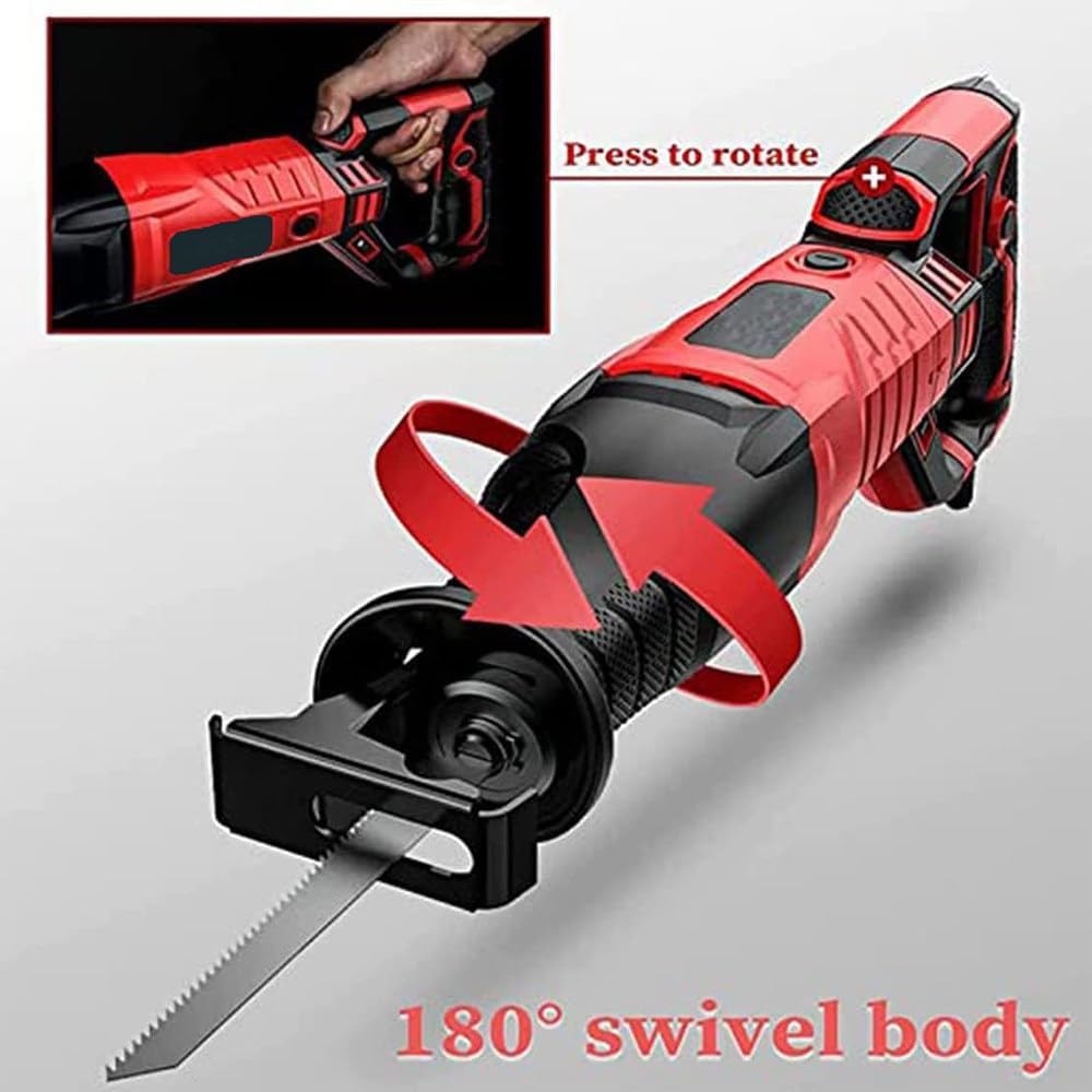 4800W Reciprocating Saw With 5 Blades, Corded Electric Saber Saw With Variable Speed, Tool-Free Blade Changing, Pvc Metal Wood Branch Table