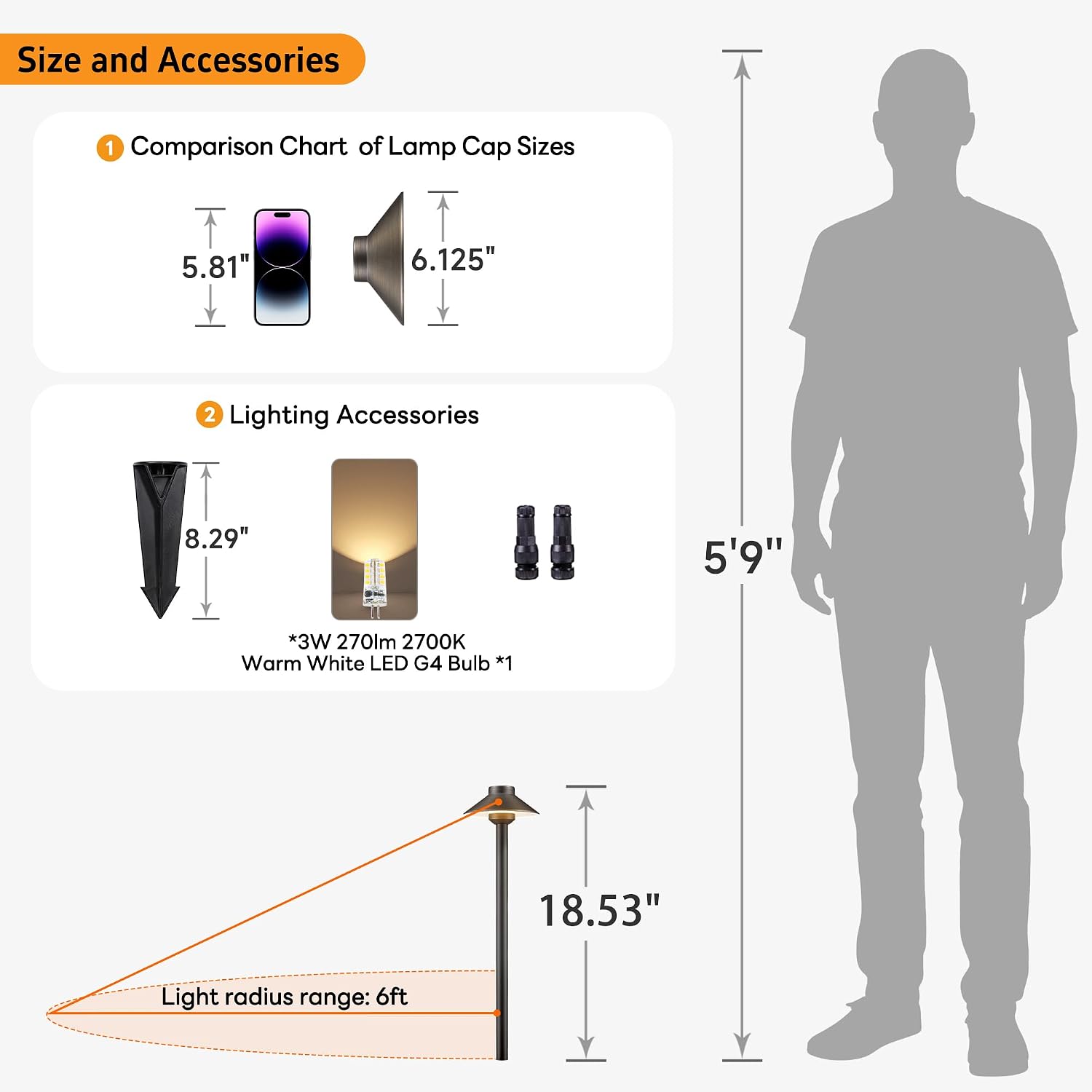 Gardenreet Brass Low Voltage Landscape Lighting - 12V LED Path Lights IP65 Waterproof, Hard-Wired Pathway Light Bronze for Outside Walkway Garden with 3W 2700K Warm White G4 Replaceable Bulb (6 Pack)