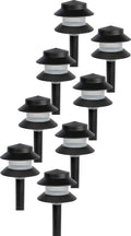 GreenLighting Paradise Low Voltage Landscape Pathway Lights - 2 Tier Outdoor Garden Lights - Easy, Simple Installation - Walkway, Lawn, Landscape Lighting (Black, 8 Pack)