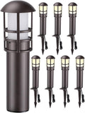 LEONLITE 8-Pack Low Voltage Landscape Pathway Lights 3W Landscape Lighting 12-24V LED Bollard Path Lights Wired CRI 90+ Aluminum Pathway Lighting for Walkway Yard Garden, ETL Listed, 3000K Warm White