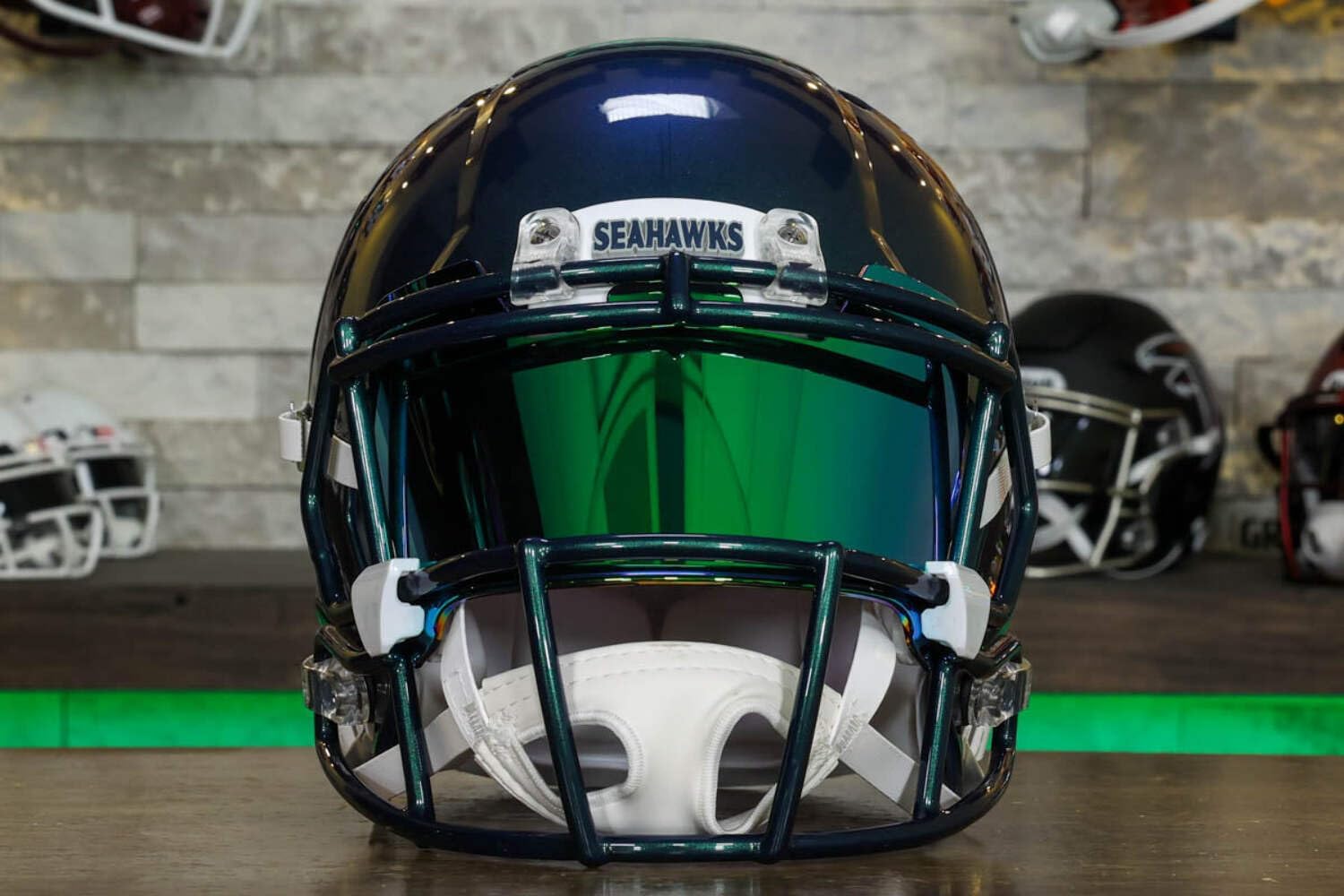 Seattle, Seahawks Collectible Speed Authentic Helmet - Rivalries GG Special Edition - with Free USA Flag Decal - Green Gridiron