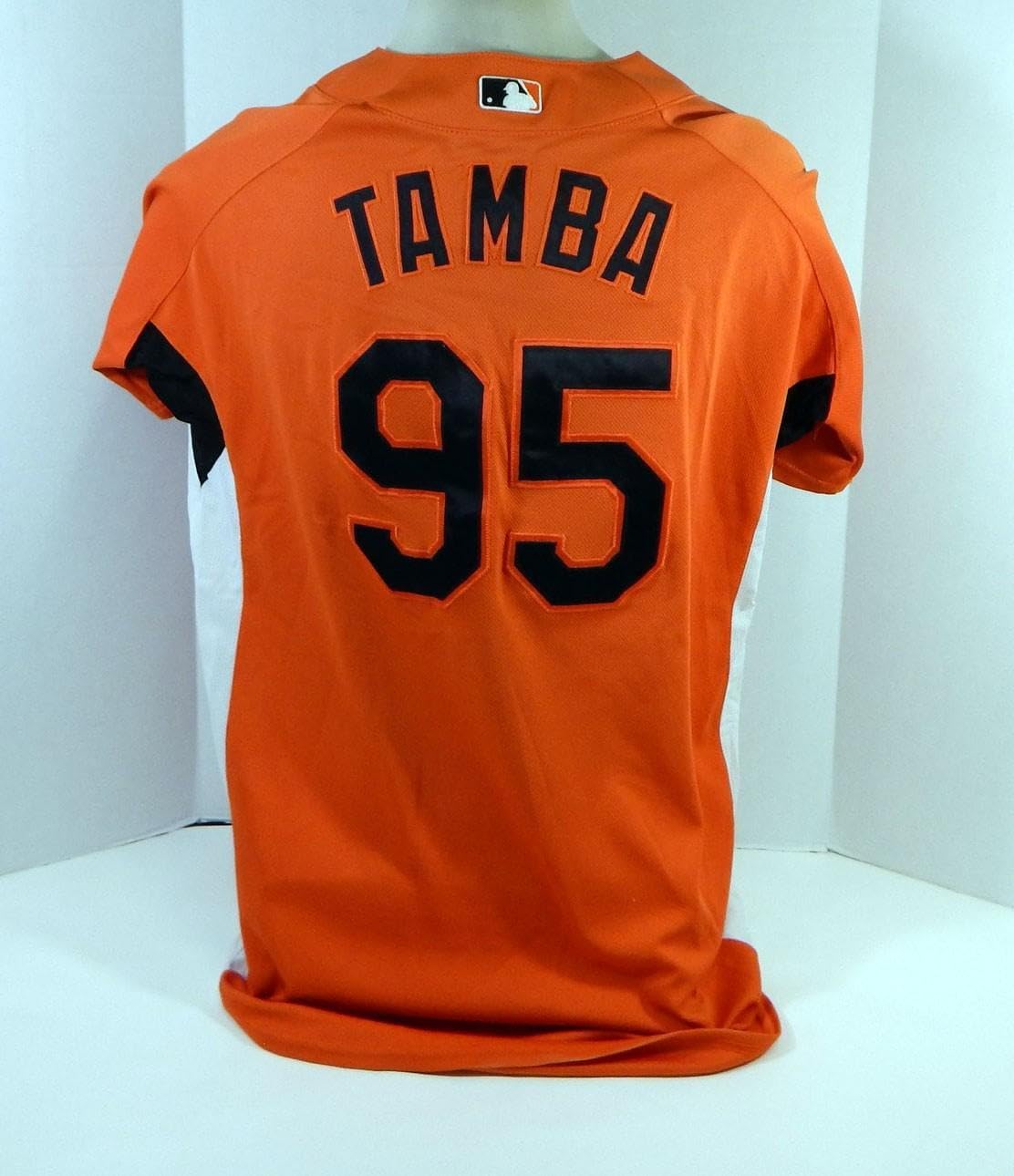 2007-08 Baltimore Orioles Josh Tamba #95 Game Used Orange Jersey BP Ext ST 48 4 - Game Used MLB Jerseys