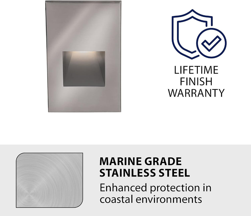WAC Landscape Lighting, LEDme 120V LED Vertical Indoor and Outdoor Step and Wall Light 2700K Built-in LED in Stainless Steel