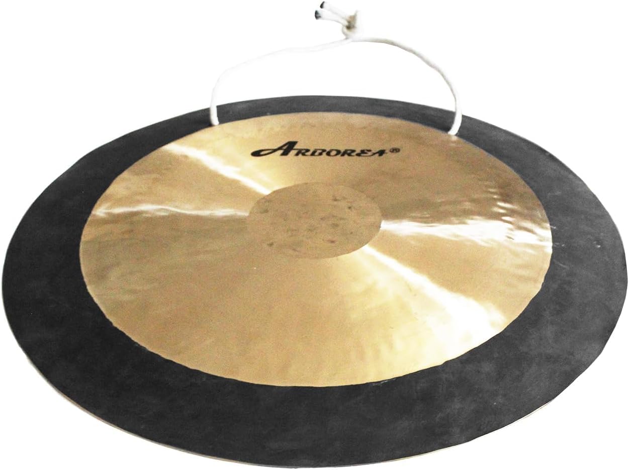 Arborea Sound Healing Gong Deep Wave Gong 18 Inch Authentic Chinese Wind Gong Includes Padded Gong Mallet Hanging String for Sound Bath and Meditation