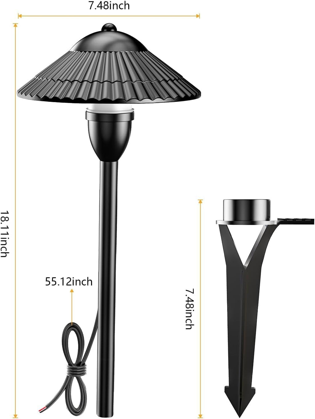 ZUCKEO RGBW Low Voltage Landscape Lighting 5W Color Changing Pathway Lights 12-24V Multi-Color LED Path Lights Waterproof for Yard Garden Walkway Holiday (12 Pack with Connectors)