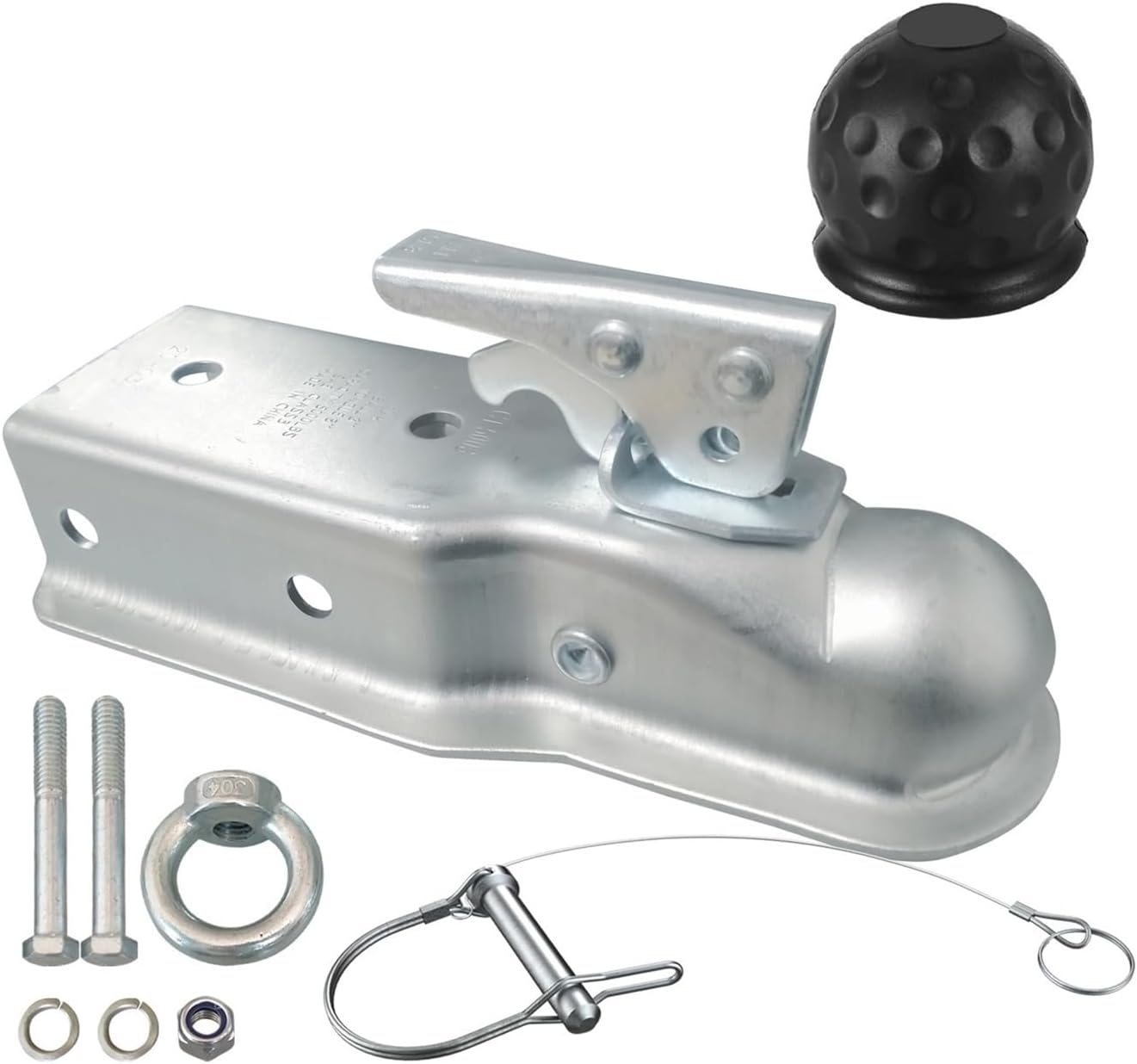 2'x 3'Straight Tongue Trailer Coupler for 3in Channel,2in Hitch Ball,5000 Lbs,Electroplated,RV Parts,Camper Caravan Accessories(Opition(1))