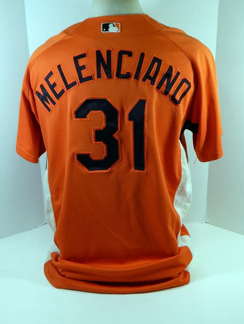 2007-08 Baltimore Orioles Jaynnertt Melenciano #31 Game Used Orange Jersey BP ST - Game Used MLB Jerseys