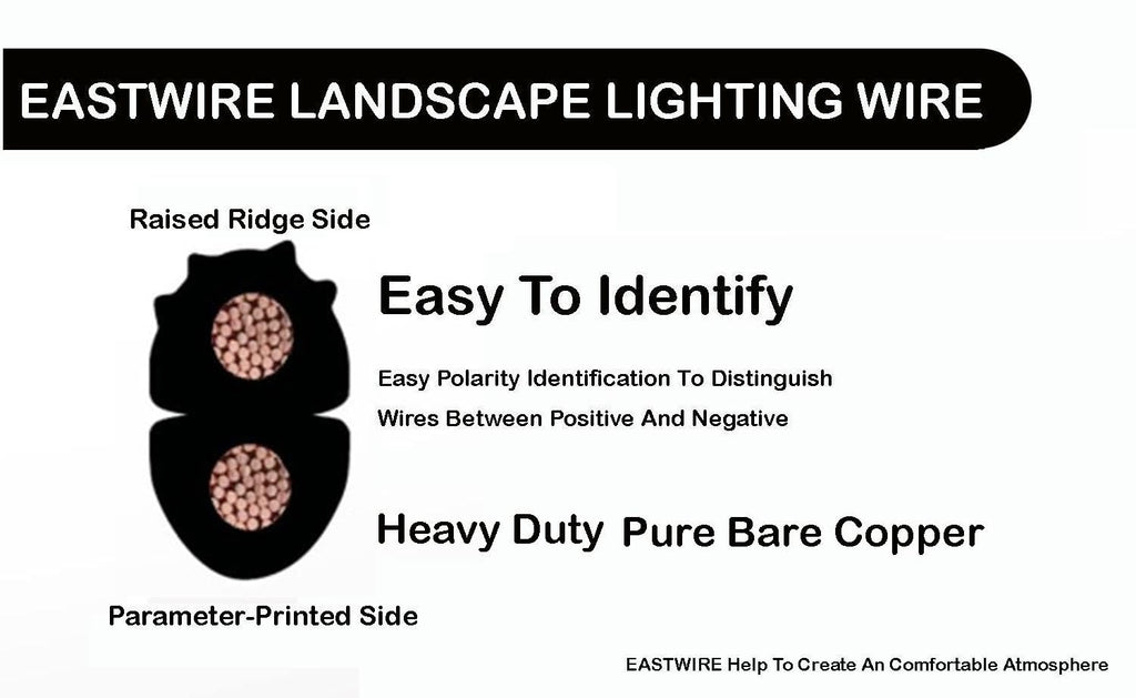 EASTWIRE 12/2 12awg 2conductors Low Voltage Landscape Lighting Wire - Outdoor - 12-2 Copper Wire, Underground Low-Energy Circuit Cable, Lighting Cable Direct Burial (12/2, 250FT-BLACK)