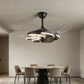 42' Retractable Ceiling Fan with Lights Modern Fandelier Fan Light with Remote Bladeless Fan Ceiling Light for Bedroom Living Room 6 Speed Black (Black RFL25012)