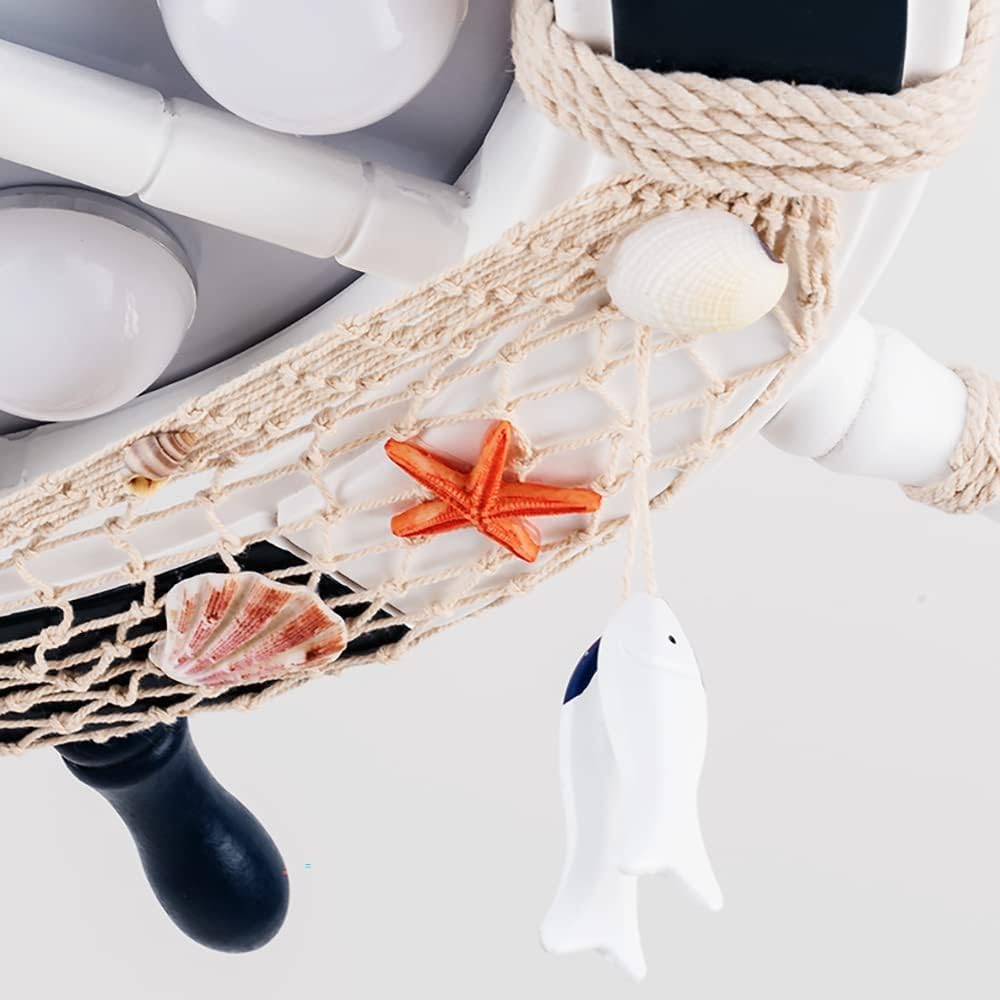 42' Chandelier Ceiling Fans with Lights Kids Nautical Rudder Invisible Ceiling Fan Light with Remote Control Retractable Blades Reversible Ceiling Fan with Light for Boys Girls Bedroom Nurser