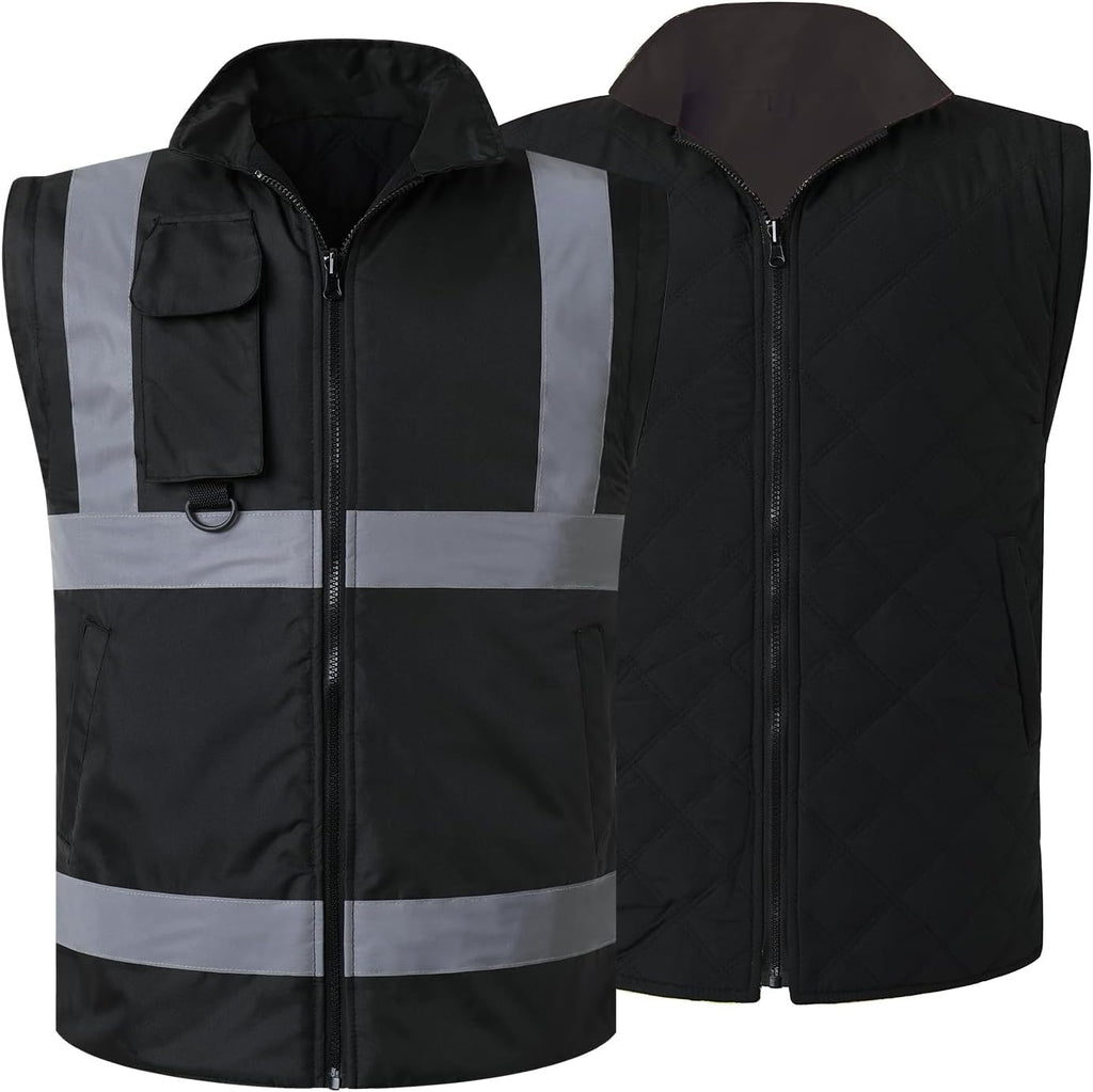 ANSI Class 3 High Visibility 7 in 1 Safety Winter Jacket For Men Safety Coat Traffic Reflective Parka Jacket