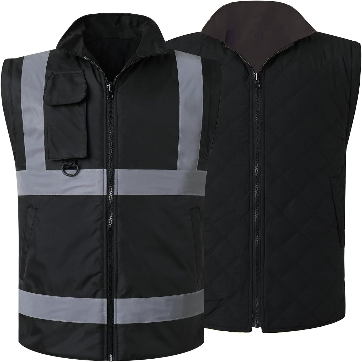 ANSI Class 3 High Visibility 7 in 1 Safety Winter Jacket For Men Safety Coat Traffic Reflective Parka Jacket