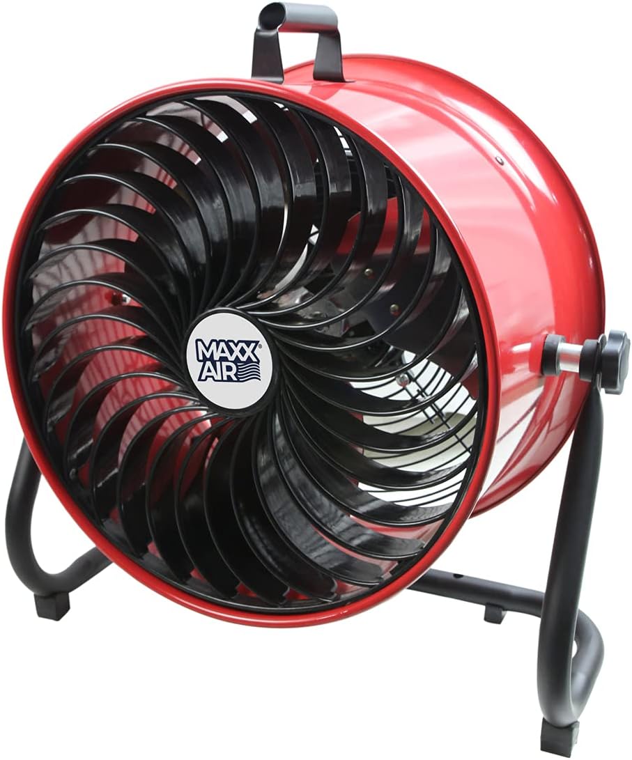 Maxx Air 16' High Velocity Turbo Fan with Pivoting Head - Efficient Air Circulation, High-Velocity Drum Fan Ideal for Home, Garage, or Workshop Use, Durable Construction, Easy Assembly