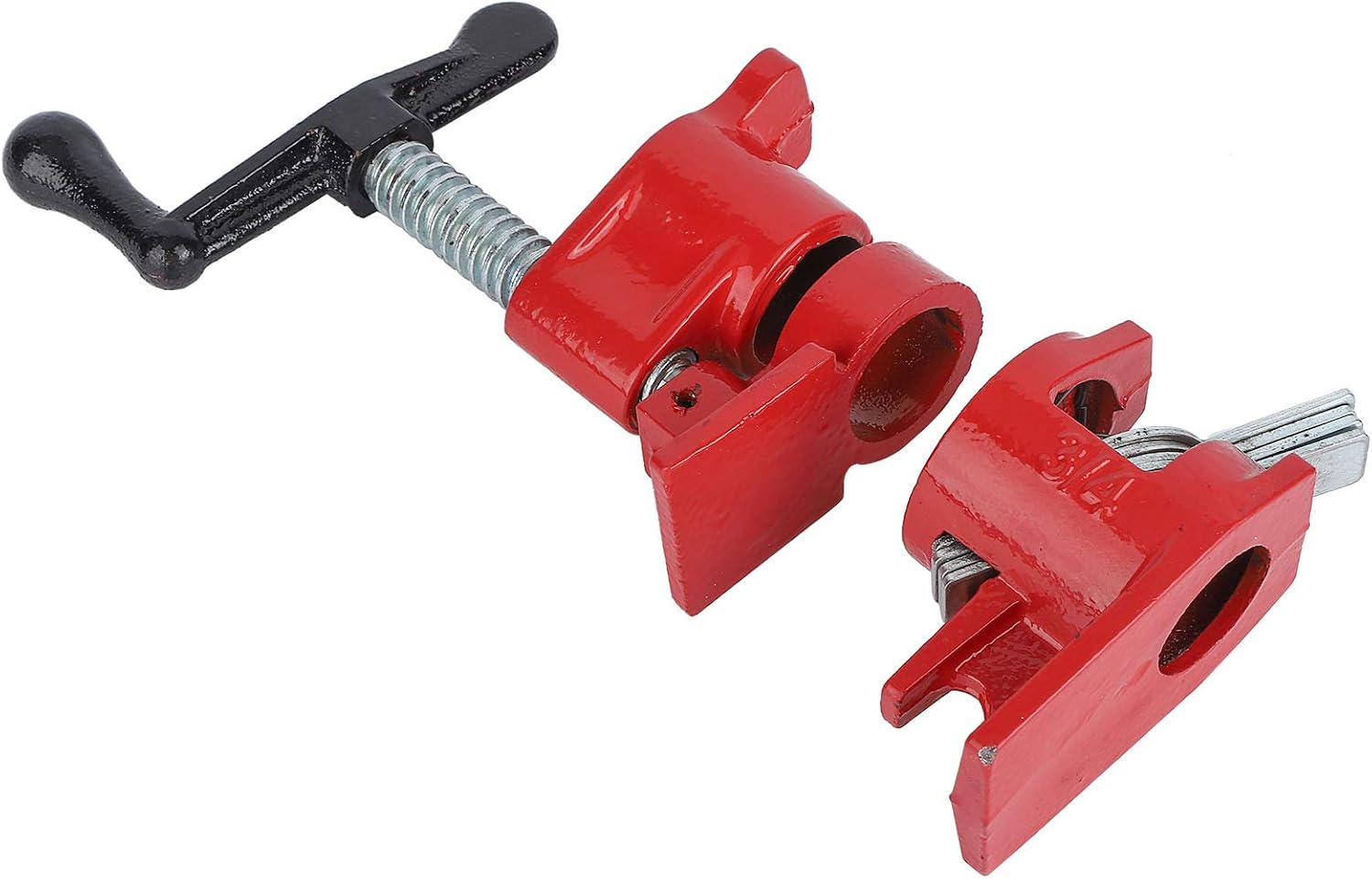 4PCS Woodworking Clamp Set, 3/4 inch Wood Gluing Pipe Clamp Set with Large Feet & Ergonomic Handle, for Woodworking Workbench