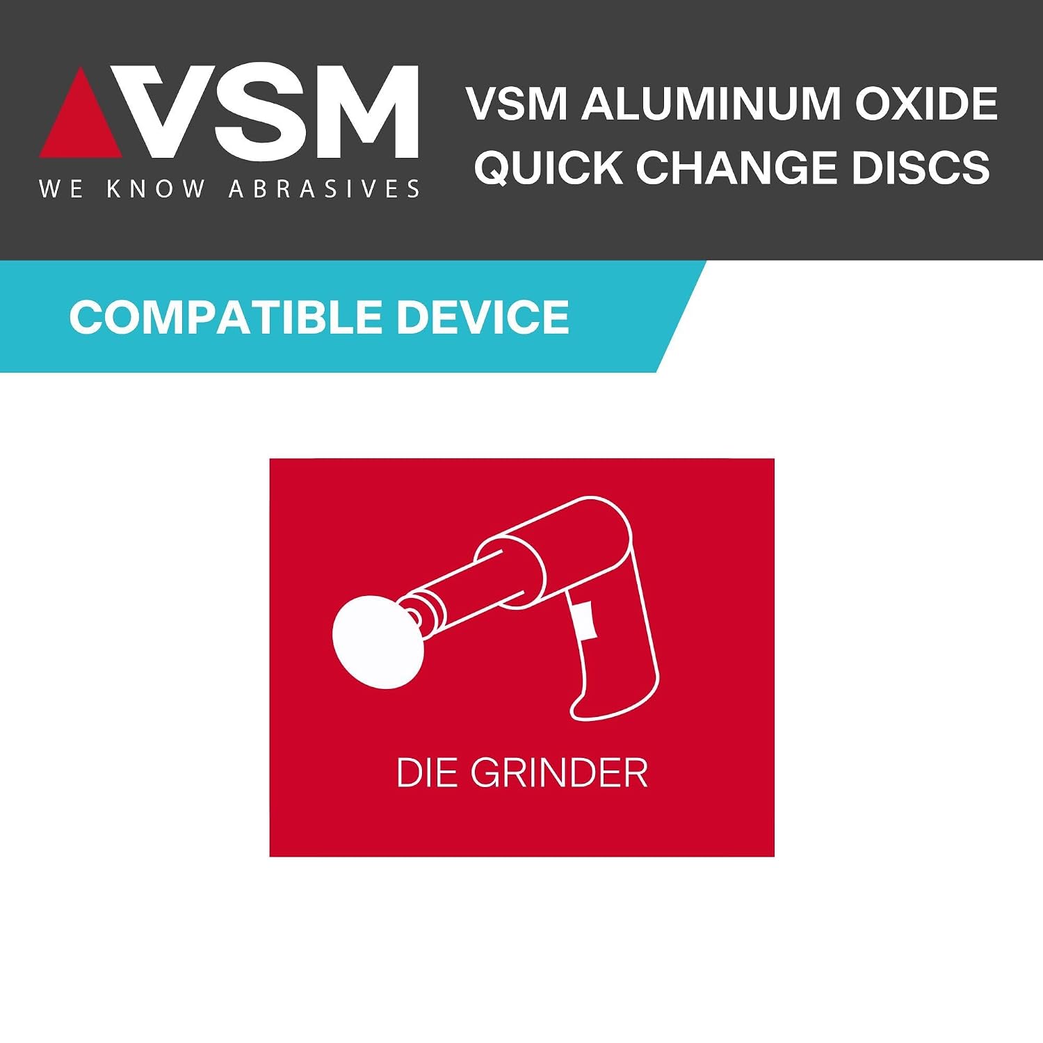 VSM Aluminum Oxide Quick-Change Disc, 3', 80 Grit, Type R, Tear-Resistant Polyester Backing, Medium Grade, Pack of 25 Durable Abrasive Discs, Hand-Held Machine Compatible