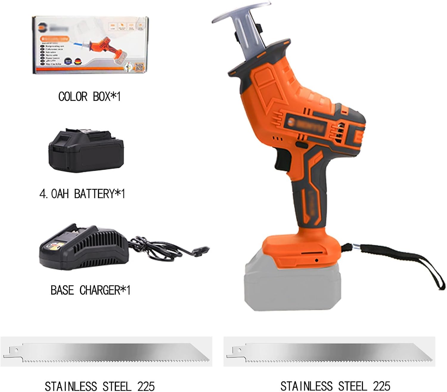 Bone Saw Machine,Cordless Reciprocating Saw, Reciprocating Saw Bone Saw Cutting Machine, Aluminum Cutting, Electric Hand Saw Meat Cutter Kit for Bone/Meat,4.0Ah*1-Ostrze*2