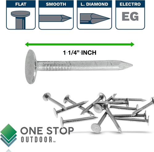 (4000 Pack) 1-1/4-Inch Galvanized Roofing Nails Professional Grade - Used to fasten roofing felt, asphalt singles & insulation board (4000)