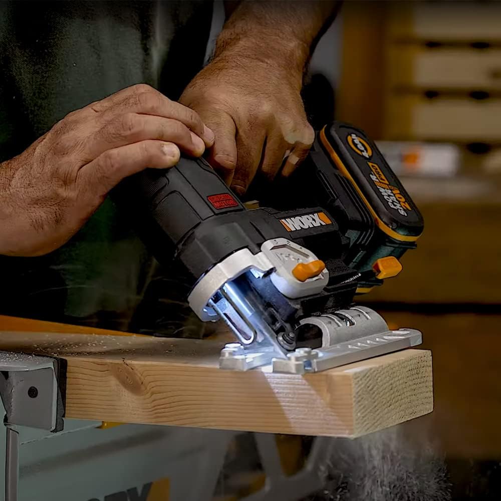 WORX Nitro WX542.9 Cordless Pendulum Stroke Jigsaw 20 V - Brushless Motor - Professional Jigsaw with Suction Adapter - Also Ideal for Mitre Cuts - PowerShare Compatible - Without Battery and Charger