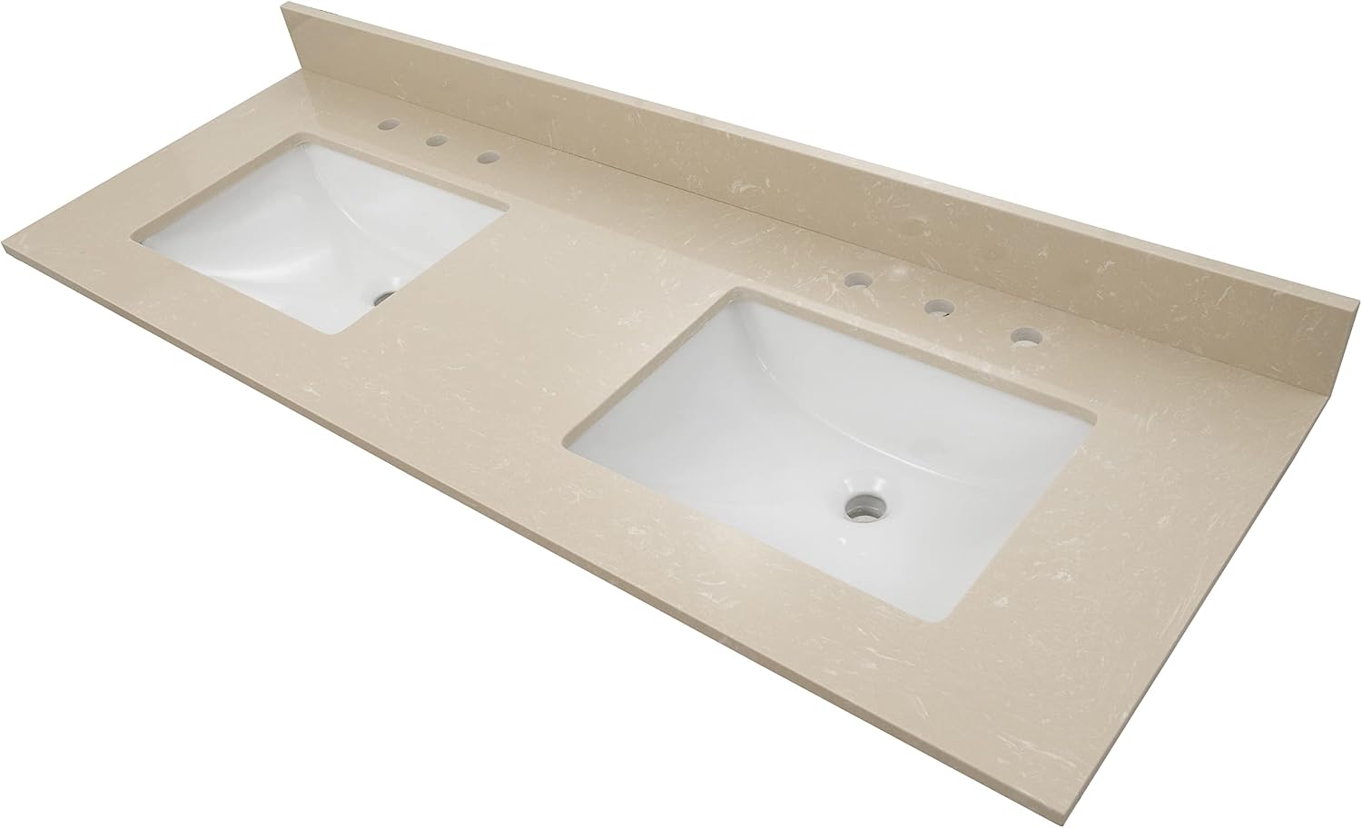 MSI Cosmic Sand Vanity Top with Under Mount Rectangle Double Bowl Ceramic Sinks, Engineered Marble Stone, 4' CC Faucet Holes, 61'X22'