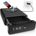 Fingerprint Biometric Gun Safe, Clock Handgun Safe with 3-in-1 Watch & Phone Wireless Charging, Drawer Lock for Hand guns, Cash, Valuables- with Humidity |Temperature| Alarm Clock| Time