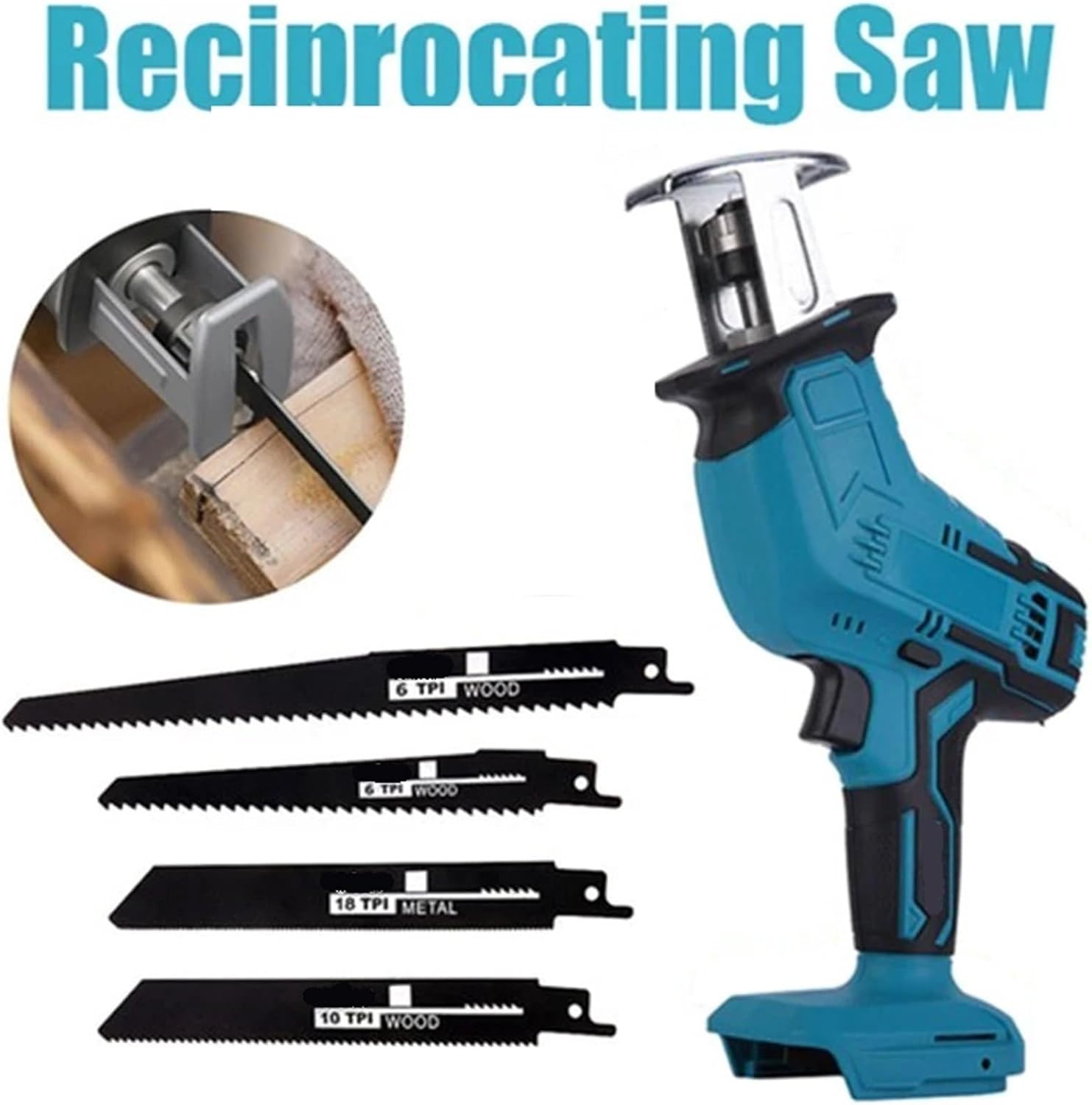 Reciprocating Saw, Cordless Reciprocating Saw Adjustable Speed Chain Metal Pipe Cutting Tool