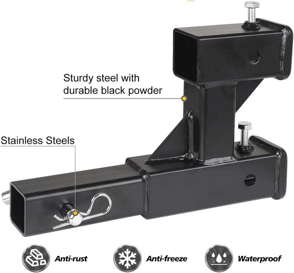 Dual Hitch Extension With Bolt Nut Kit Fits For 2 Inch Extender To 10 Inch Max Length Adjust 7-1/2 Inch Riser Or Drop 4,000 Lbs