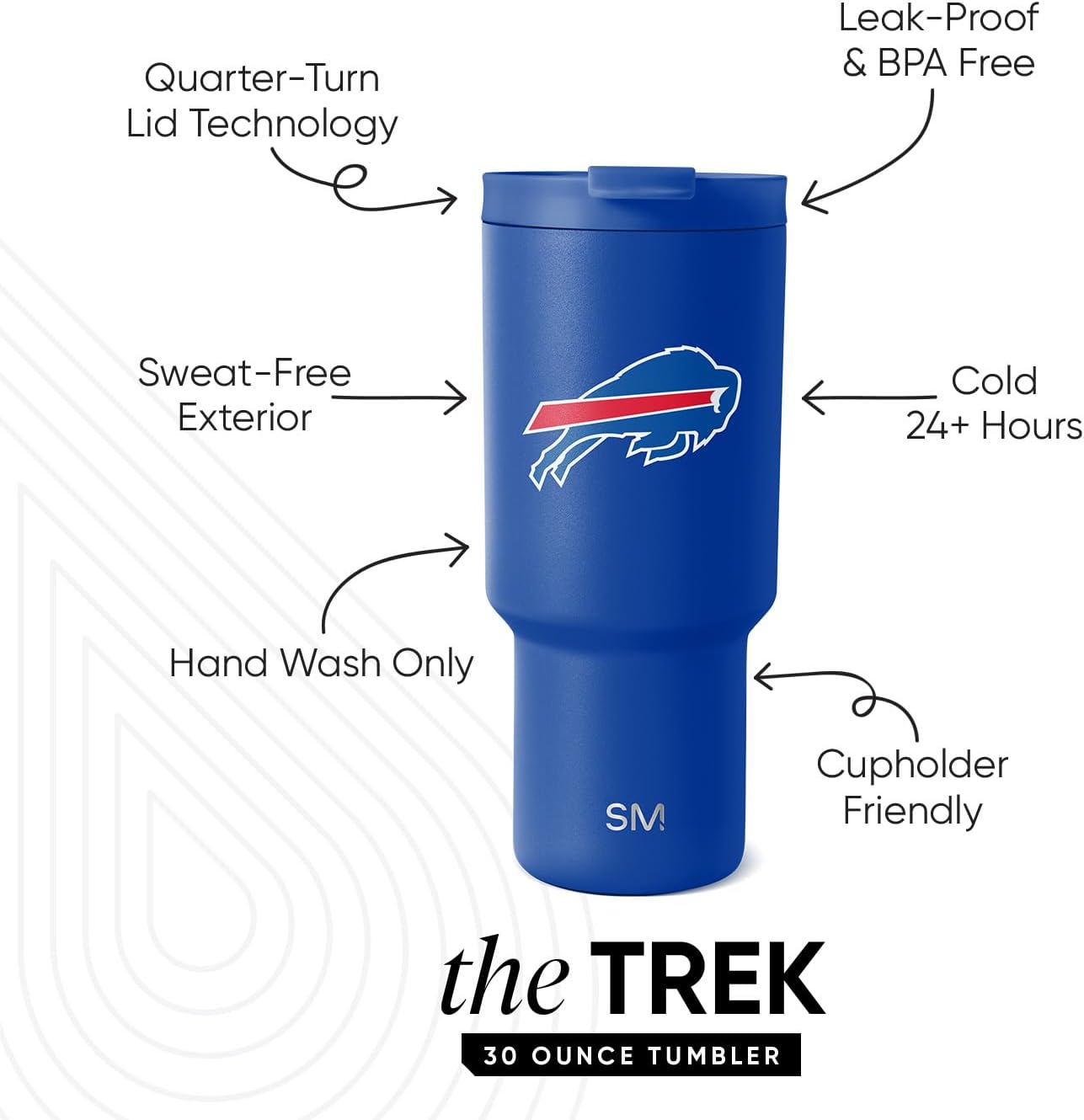 Simple Modern Officially Licensed NFL 30oz Tumbler with Flip Lid and Straws | Football Insulated Stainless Steel Cup | Gifts for Men Women | Trek Collection
