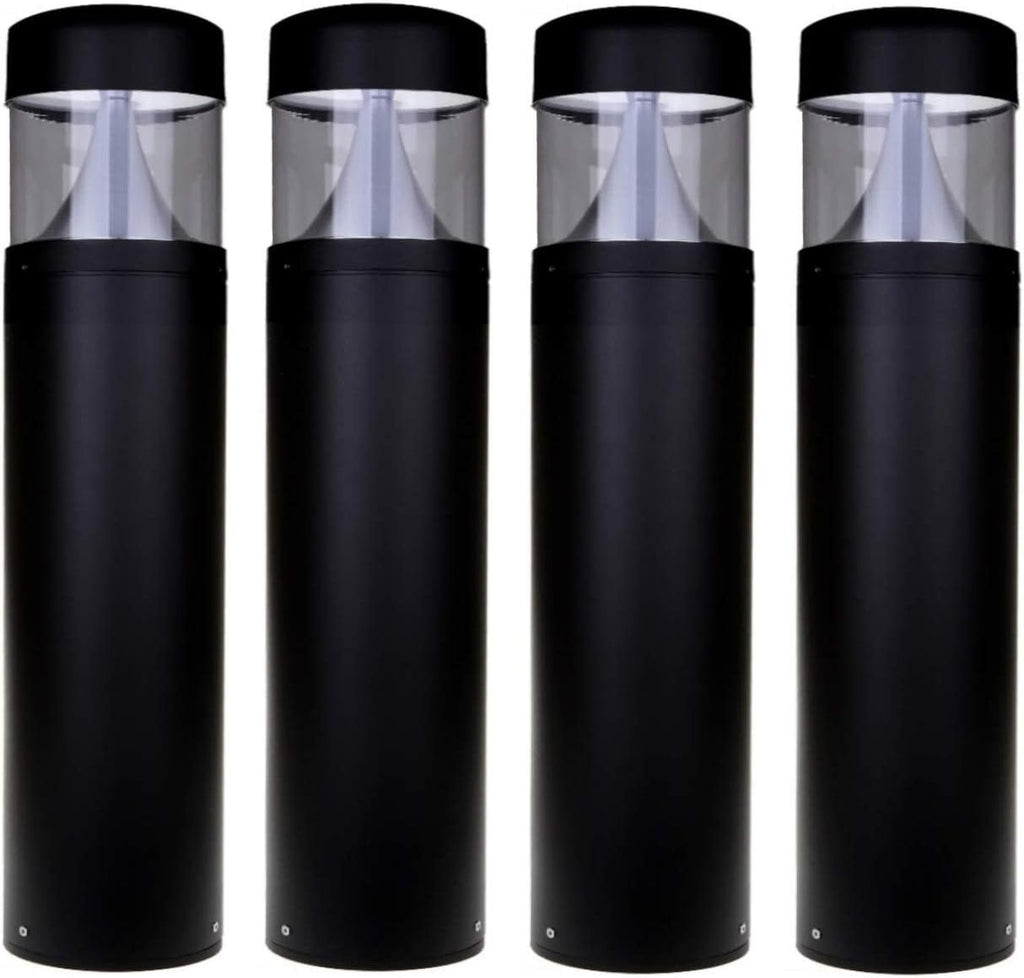 LED Bollard Landscape Lights 25' 10W 3CCT 3000K/4000K/5000K 120-277V Commercial/Residential Lighting Fixture for Garden, Pathway, Driveway. Rated IP65 Suitable for Wet Locations, ETL Listed (4 Pack)