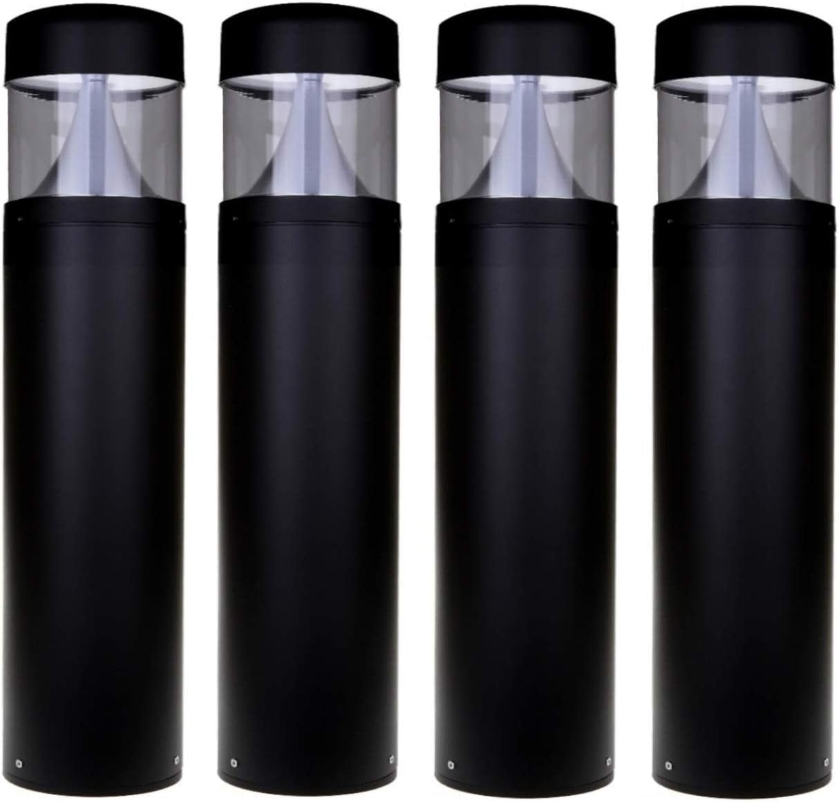 LED Bollard Landscape Lights 25' 10W 3CCT 3000K/4000K/5000K 120-277V Commercial/Residential Lighting Fixture for Garden, Pathway, Driveway. Rated IP65 Suitable for Wet Locations, ETL Listed (4 Pack)