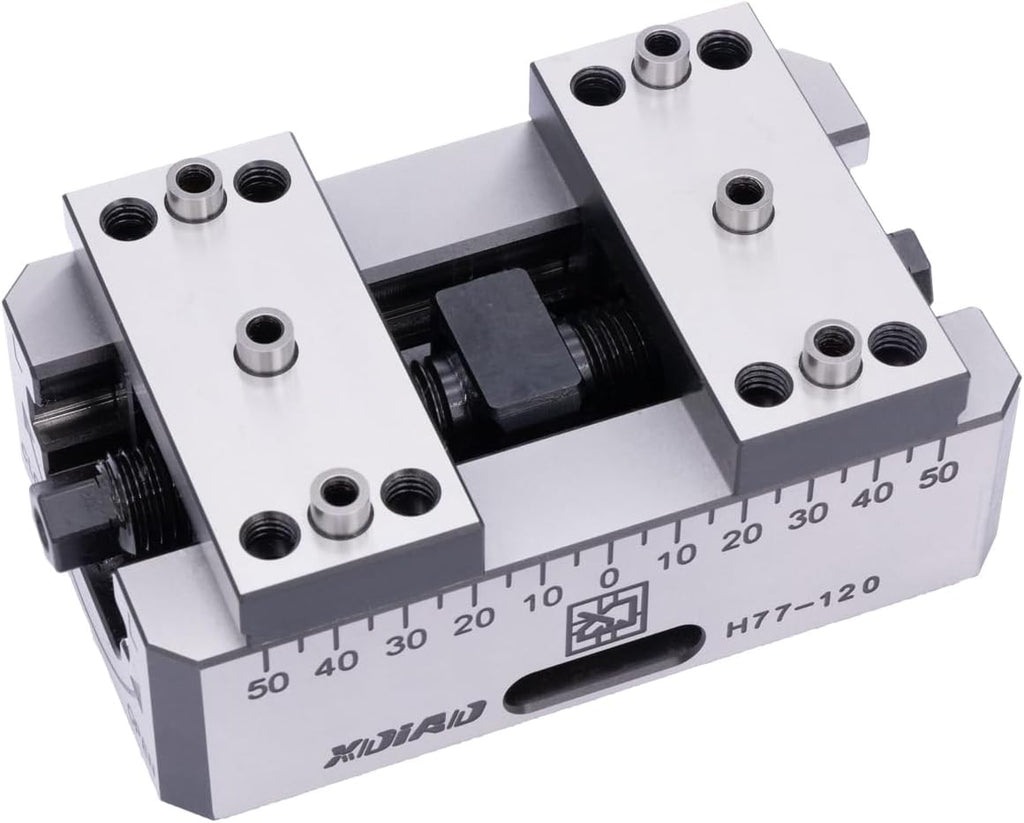5.1 Inch (H77-L60) CNC Self Centering Vise, With an opening of 2.3 Inch, can be added with jaws for clamping according to the workpiece.