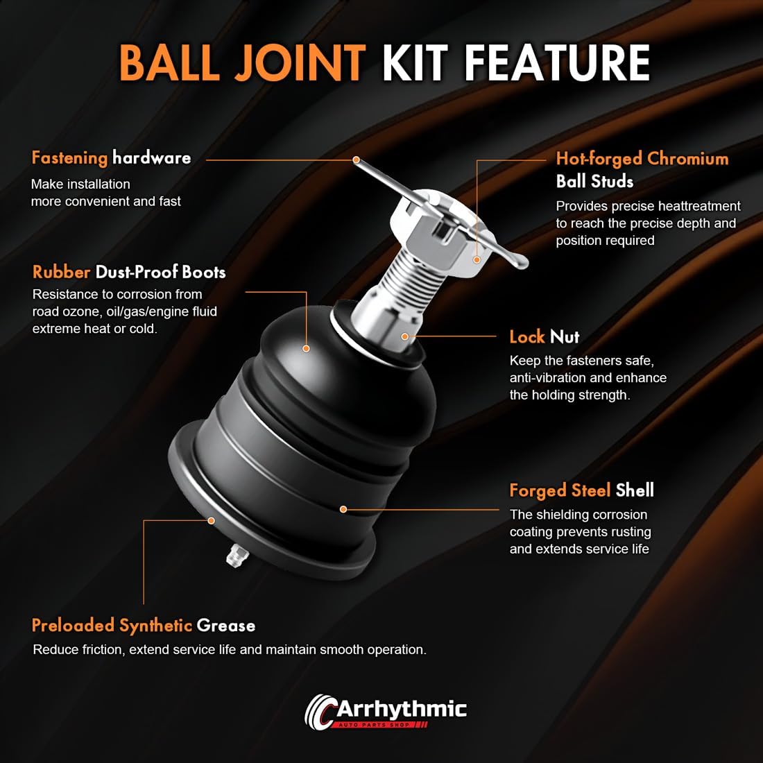 Arrhythmic 2X Front Upper Suspension Ball Joint for Sterling Truck Bullet 45 6.7L 2008 2009, for Ram 4500 6.4L 2014 2015 2016 2017 2018, for Ram 5500 6.4L 2014 2015 2016 2017 2018