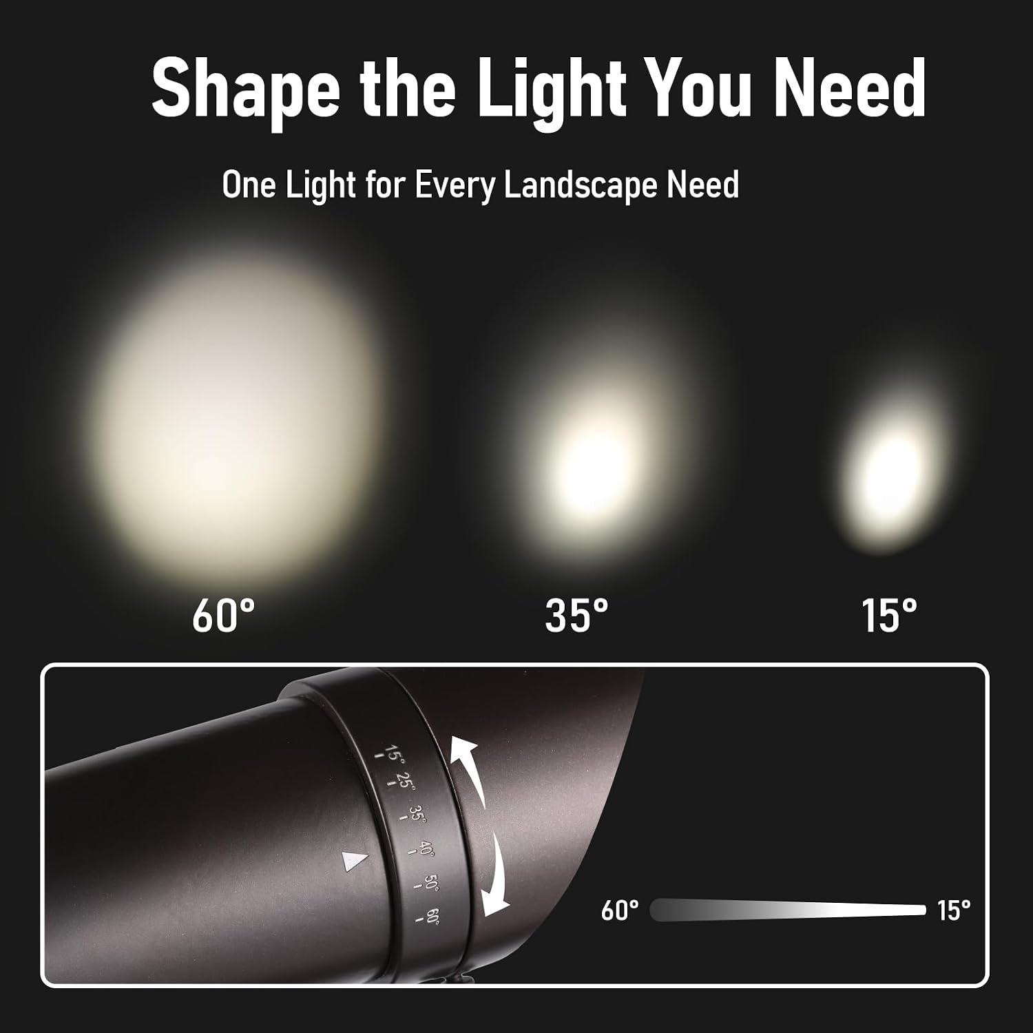 LEONLITE RGBCW LED Landscape Spotlight, 15°-60° Adjustable Beam Angle, 8W Low Voltage Spot Light with Stepless Adjustment, Color Changing, Aluminum, IP65 Waterproof, Oil Rubbed Bronze, Pack of 4