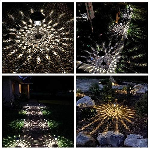 Solar Light 2/4 Pack Solar LED Lights Outdoor Garden Street Stake Glass Stainless Steel Waterproof Solar Lamp White Wireless Sun Powered Powered Spotlight (2 Pcs Silver Yellow Light)